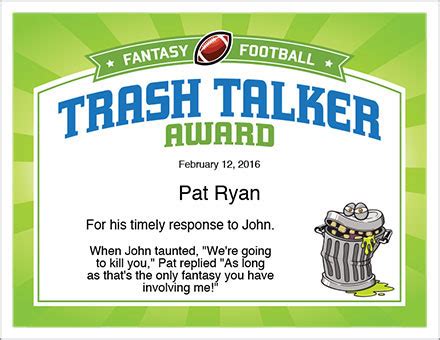 trashtalk fantasy|fantasy football trash talk template.